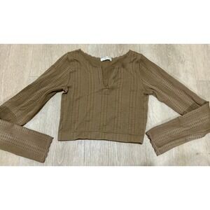 Altered state brown long sleeve crop top